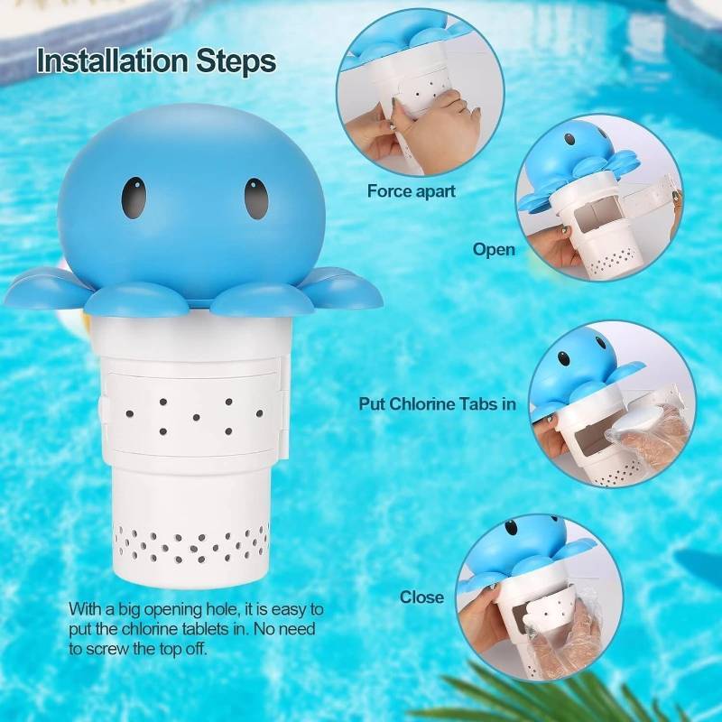 Floating Chlorine Dispenser Fits 1 to 3 Inch Tablets for Pools, Hot Tub, Spas