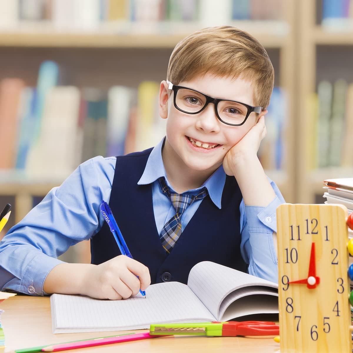 8 Pack Blue Ballpoint Pens, 1.0mm Fine Point Smooth Writing Pens, Retractable Ballpoint Pens for School Office Supplies