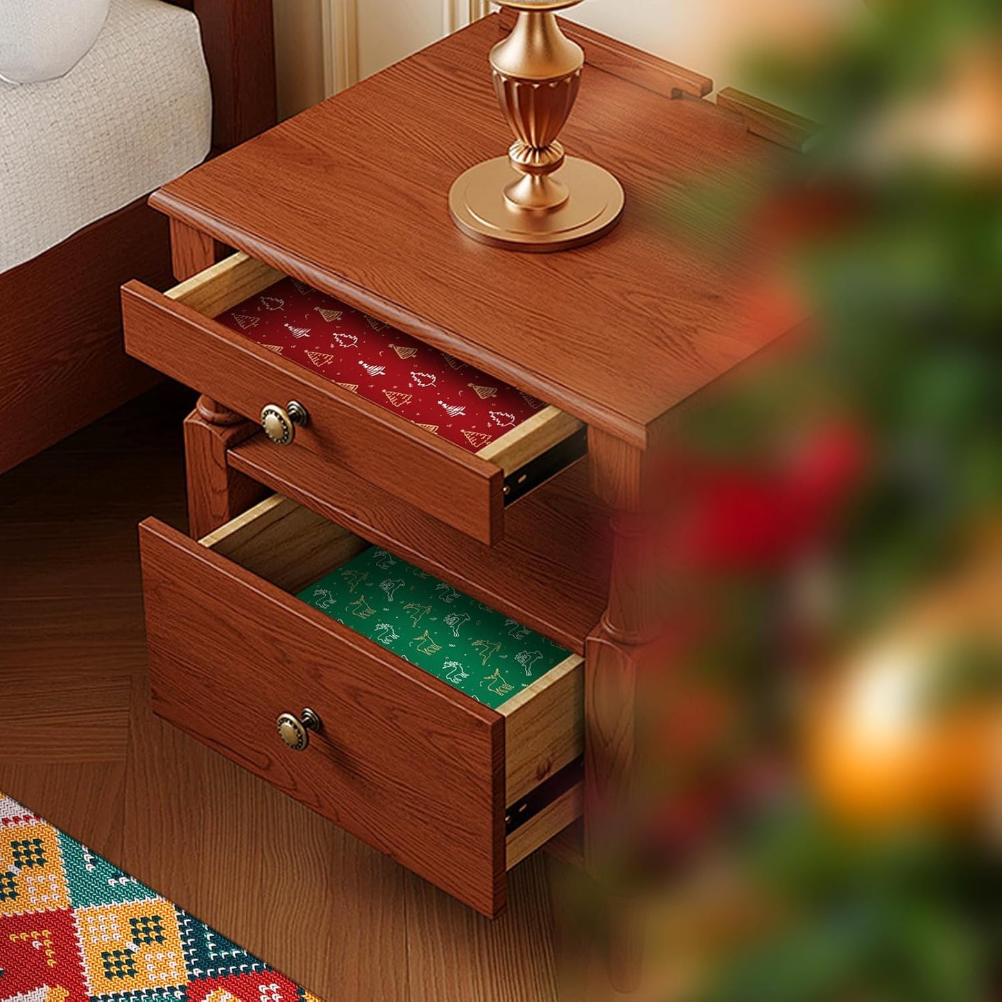 Christmas Scented Drawer Liners – 12 Sheets (14.3" x 19.5") – Apple Cinnamon & Cedar Fragrance – Festive Shelf Paper for Dressers, Closets & Holiday Gifting (Gift Box Included)