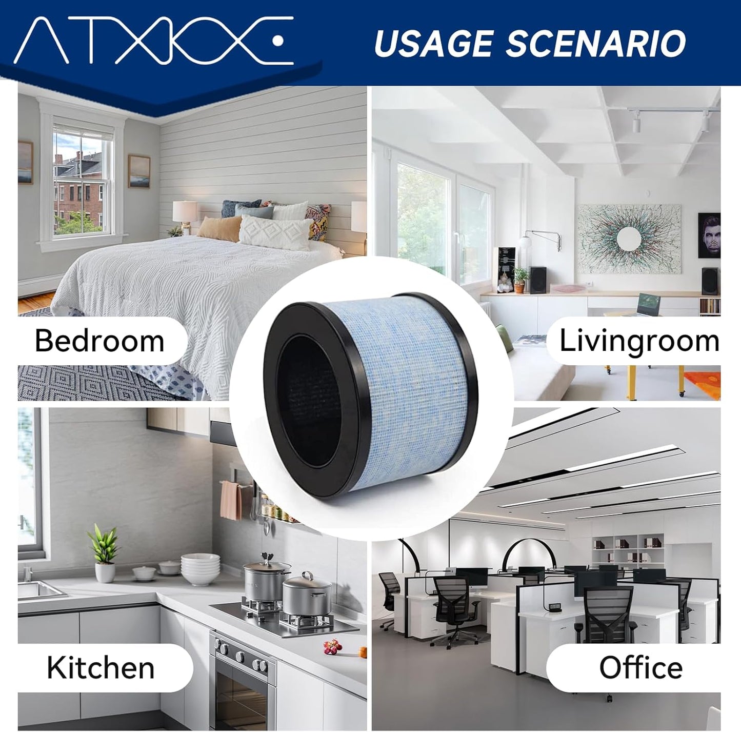 2 Pack MK01 Air Filter Replacement for Aroeve Air Purifiers Filter MK01, MK06, True Filter Compatible with ToLife TZ-K1, Kloudi DH-JH01, Pomoron MJ012H,EPI080/EP1080,FreAire HAP601 & KN6391