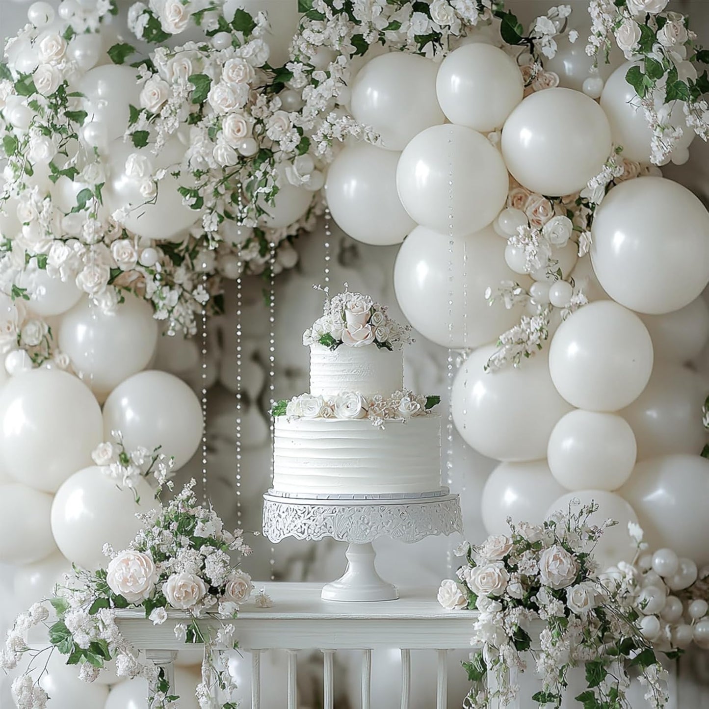 PartyWoo Pearl White Balloons 140 pcs Different Sizes Pack of 18 12 10 5 Inch White Latex Balloon Arch Kit Garland for Wedding Bridal Graduation Baby Shower Birthday Party Decorations White-Z30