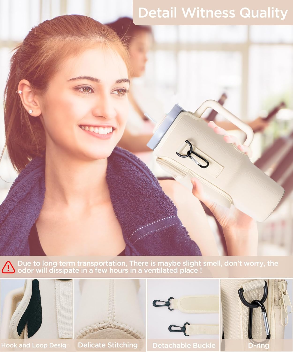 Water Bottle Holder with Strap, Water Bottle Carrier Bag with Phone Pocket, Shoulder Hand Strap Insulated Neoprene 32/40 oz Water Bottle Sleeve for Walking Hiking Camping Gym