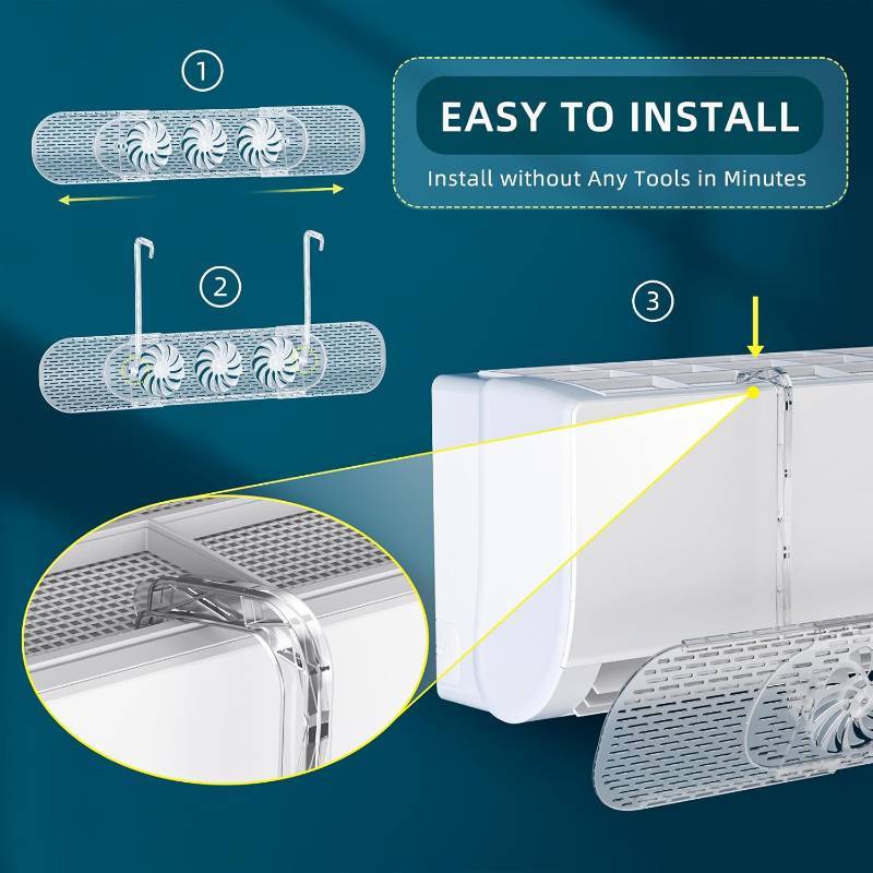 Adjustable Air Conditioner Deflector - Retractable AC Vent Deflector with Mini Fans Split Air Conditioners Accessory Anti Direct Blowing Wind Shield for Enhancing Air Circulation Inside (Transparent)
