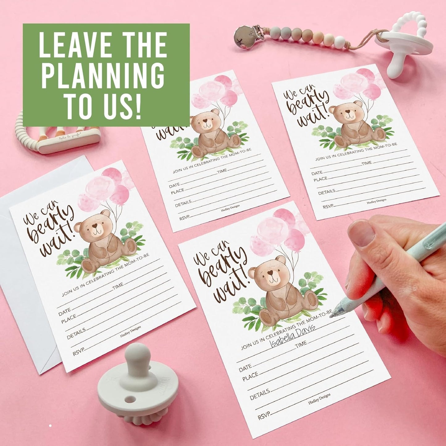 Hadley Designs 15 Bear Baby Shower Invitations for Baby Girl