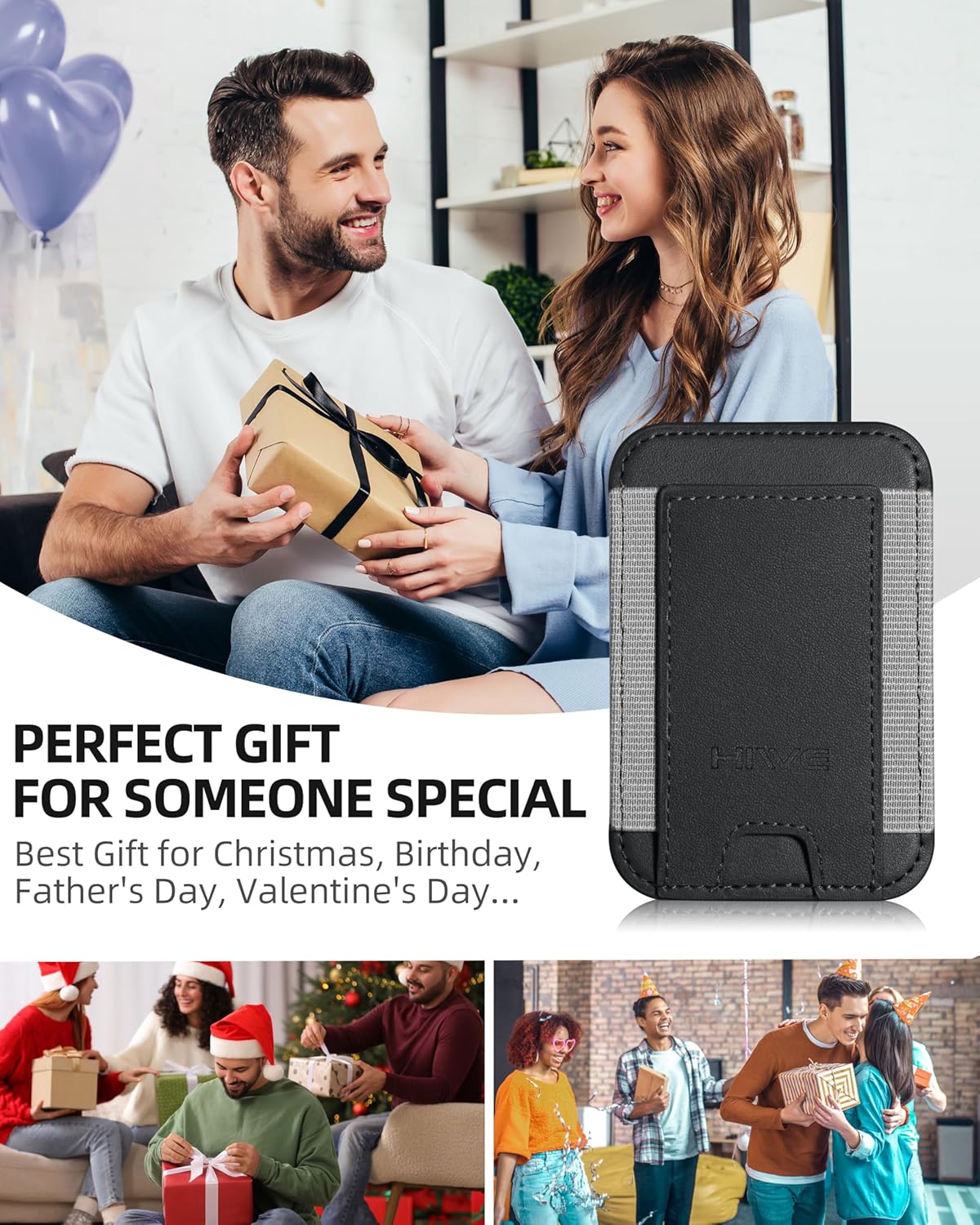 Magnetic Wallet for iPhone 17/16/15/14/13/12 Series, 7 Cards Holder, Magnetic Phone Wallets, 2 Slots, Black?Grey