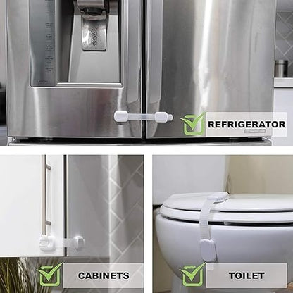 6 Pack Eco-Baby Safety Cabinet Proofing for Babies - 3M Adhesive Baby Proofing Straps, Refrigerator Lock Straps, Child Proof Locks for Cabinet, Toilet Seat, Cupboard, Door with Easy Installation
