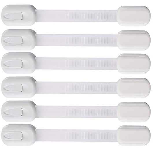 6 Pack Eco-Baby Safety Cabinet Proofing for Babies - 3M Adhesive Baby Proofing Straps, Refrigerator Lock Straps, Child Proof Locks for Cabinet, Toilet Seat, Cupboard, Door with Easy Installation