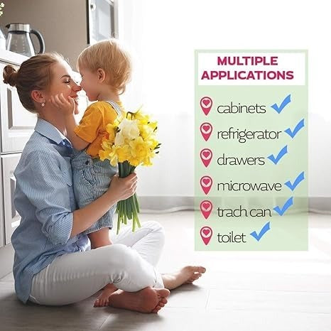 6 Pack Eco-Baby Safety Cabinet Proofing for Babies - 3M Adhesive Baby Proofing Straps, Refrigerator Lock Straps, Child Proof Locks for Cabinet, Toilet Seat, Cupboard, Door with Easy Installation