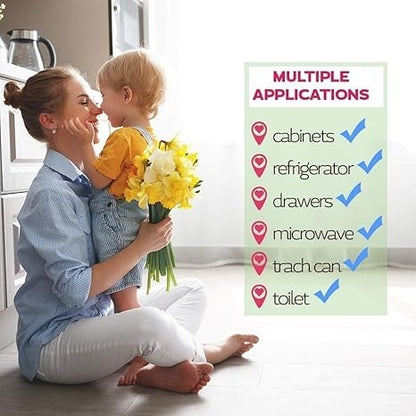 6 Pack Eco-Baby Safety Cabinet Proofing for Babies - 3M Adhesive Baby Proofing Straps, Refrigerator Lock Straps, Child Proof Locks for Cabinet, Toilet Seat, Cupboard, Door with Easy Installation