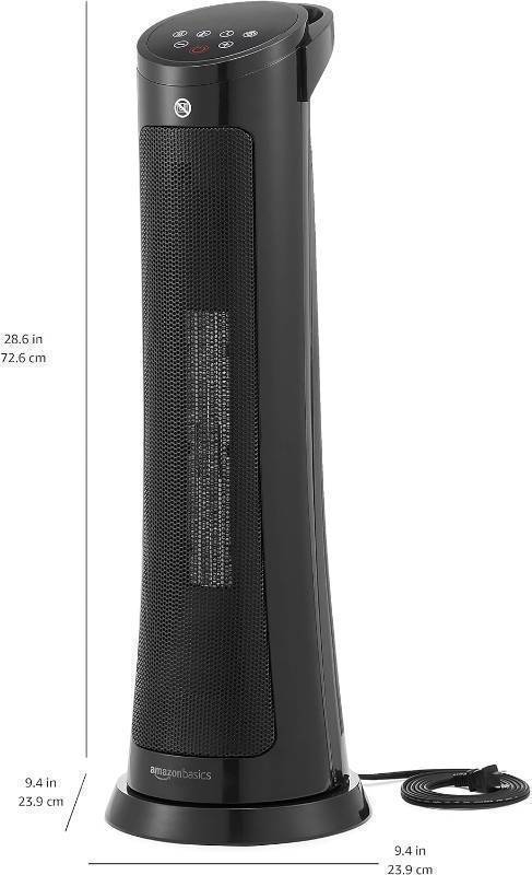 Amazon Basics Oscillating 1500W Digital Tower Heater Black 28 Inch