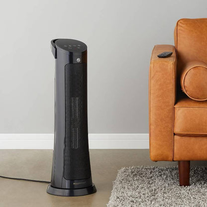 Amazon Basics Oscillating 1500W Digital Tower Heater Black 28 Inch