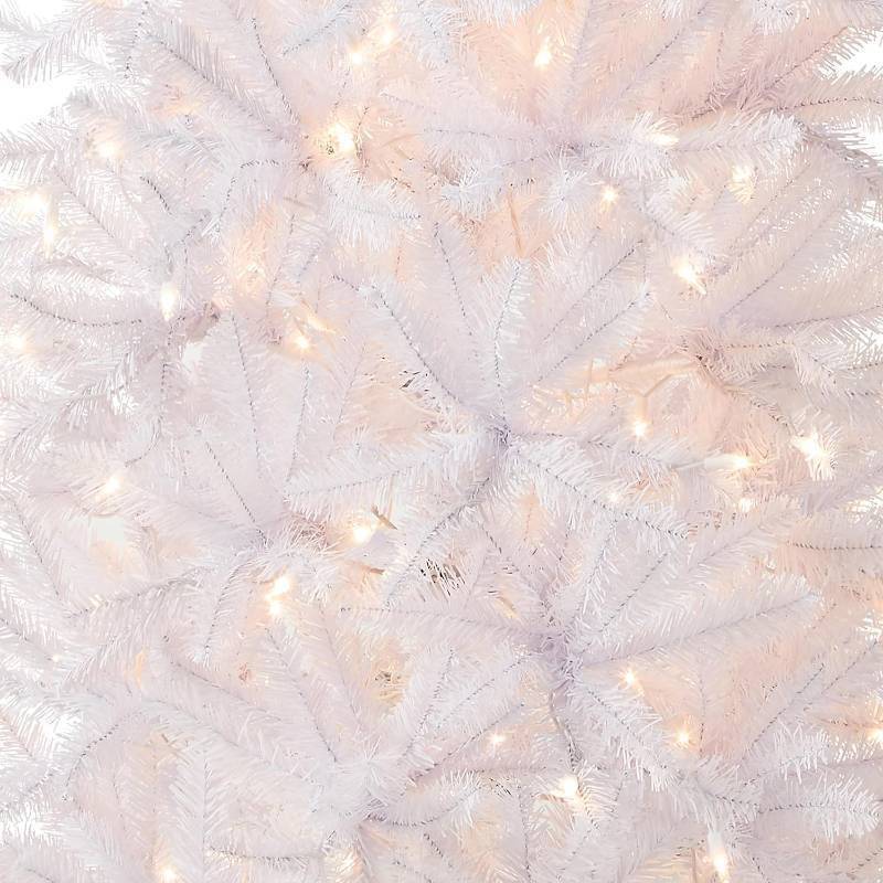 7 ft Pre-Lit Kingswood Fir Slim Artificial Christmas Tree, 300 Clear Lights, White