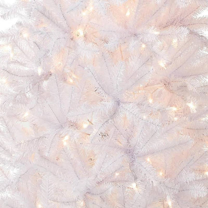 7 ft Pre-Lit Kingswood Fir Slim Artificial Christmas Tree, 300 Clear Lights, White