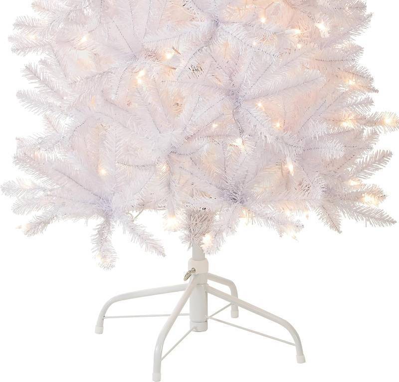 7 ft Pre-Lit Kingswood Fir Slim Artificial Christmas Tree, 300 Clear Lights, White