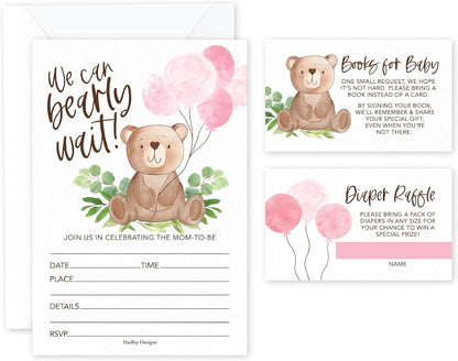 Hadley Designs 15 Bear Baby Shower Invitations for Baby Girl