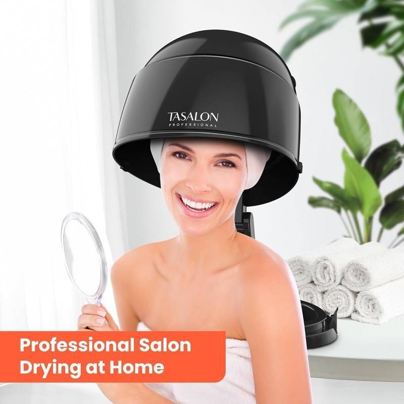 Ionic Hooded Dryer - 1875W Bonnet Hair Dryer, 3 Heating Settings, Sit Under Hair Dryer for Home and Salon, Portable Hair Dryer with Hood, Height Adjustable Hooded Hair Dryer-Black