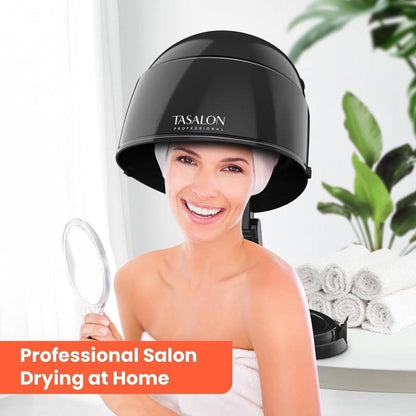 Ionic Hooded Dryer - 1875W Bonnet Hair Dryer, 3 Heating Settings, Sit Under Hair Dryer for Home and Salon, Portable Hair Dryer with Hood, Height Adjustable Hooded Hair Dryer-Black