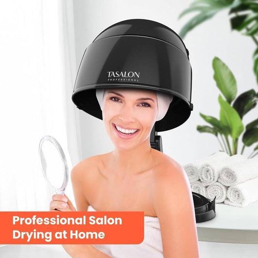 Ionic Hooded Dryer - 1875W Bonnet Hair Dryer, 3 Heating Settings, Sit Under Hair Dryer for Home and Salon, Portable Hair Dryer with Hood, Height Adjustable Hooded Hair Dryer-Black