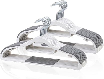 Hangers for Clothes Heavy Duty Plastic Cloth Hanger with Non-Slip Design,0.2 Inches Thick,360°Swivel Hook Space Saving Wardrobe Organizer for Closet,Shirts,Pants,Skirt,Coat (24, Beige)