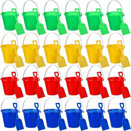 36 Pcs 5 Inch Beach Buckets Bulk and 36 Pcs Shovels