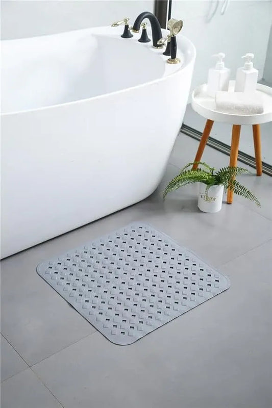 Non Slip Shower Mat for Shower Room with Drain Holes and Suction Cups Diamond Pattern 21 x 21 Inch Machine Washable Shower Accessories