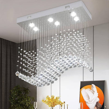 Modern K9 Crystal Raindrop Chandelier, Flush Mount Kitchen Island Dining Room