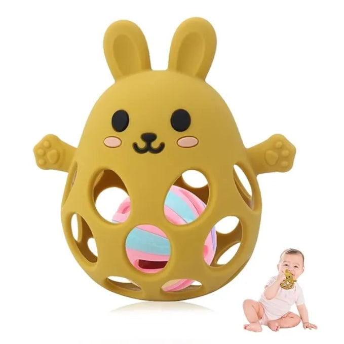 Infant Silicone Baby Teether Toy Sensory Toy from 0 Months Prevents Finger Sucking (yellow)