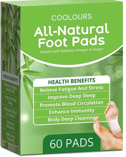 60ct All Natural Deep Cleansing Foot Pads for Better Sleep Stress Pain Relief