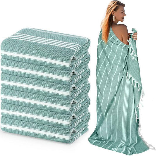 6 Pack Extra Large Cotton Turkish Beach Towels, Oversized Beach Blanket for Travel (Teal)