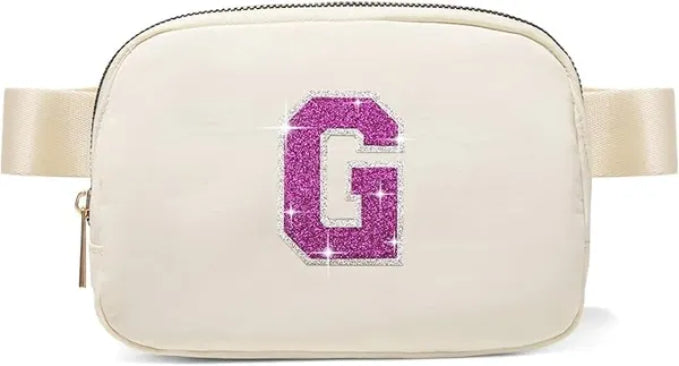Initial Crossbody Bag Fanny Pack Purse for Teen Girl Gifts Trendy Stuff Preppy Stuff (Ivory-G)