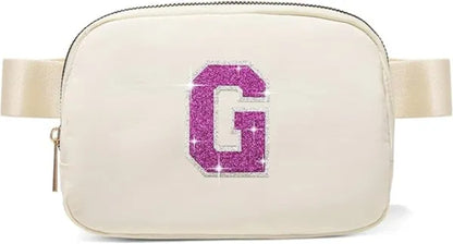 Initial Crossbody Bag Fanny Pack Purse for Teen Girl Gifts Trendy Stuff Preppy Stuff (Ivory-G)
