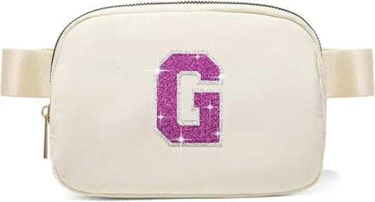 Initial Crossbody Bag Fanny Pack Purse for Teen Girl Gifts Trendy Stuff Preppy Stuff (Ivory-G)