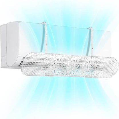Adjustable Air Conditioner Deflector - Retractable AC Vent Deflector with Mini Fans Split Air Conditioners Accessory Anti Direct Blowing Wind Shield for Enhancing Air Circulation Inside (Transparent)