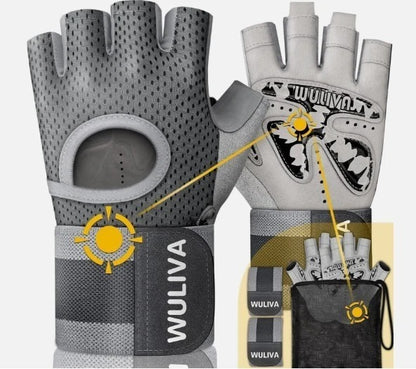 5-in-1 Workout Gloves for Men & Women, with Excellent Grip, Full Protection Exercise Weight Lifting Gym Gloves, Detachable Wrist Strap & Mesh Bag (MEDIUM)