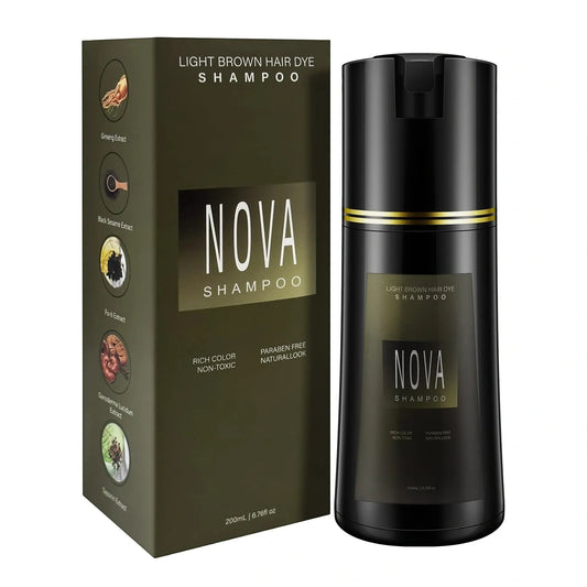 Hair Dye Shampoo & Champu Para Canas - Natural 3-in-1 Instant Gray Coverage for Men & Women (Light brown-200ML)