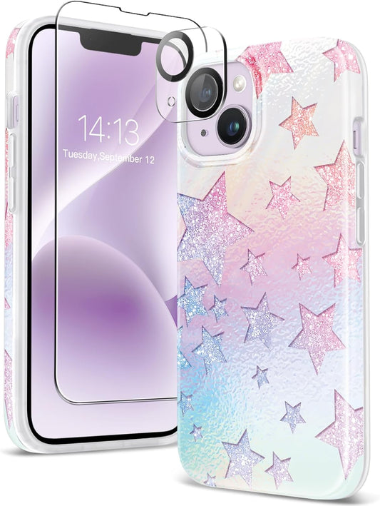 iPhone 14 Case STARS/GRADIENT PURPLE 6.1" with 10ft Military Grade Drop Protection