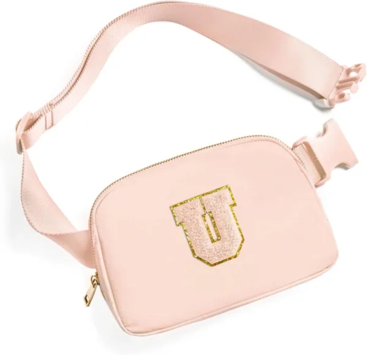 Initial Letter Patch Fanny Pack (Coral Pink-U)