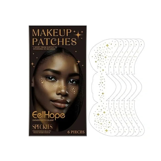 Makeup Patches, Face Makeup Patches, glitter freckles face tattoo, golden Fake Freckles, Waterproof Faux Freckles, Temporary Face Freckles For Women-6 Count