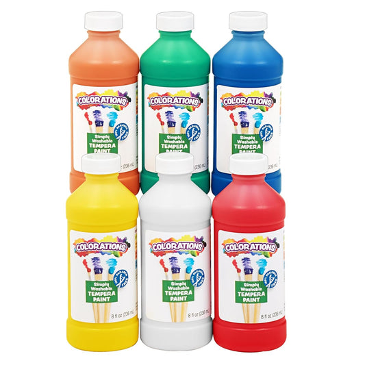 Pack of 6 Colorations Simply Washable Tempera Paint 8 oz.