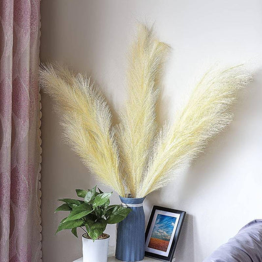 3 Branch Set Faux Pampas Grass Dcor Tall -Artificial Dried Pampas Grass 3 Pieces 115cm(45inches) Bunny Tails Dried Flowers - Pompas Grass Branches- Modern Boho Decor For Home Office