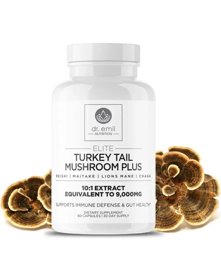 Dr. Emil Nutrition Turkey Tail Mushroom Plus Lions Mane, Chaga, Reishi, Maitake