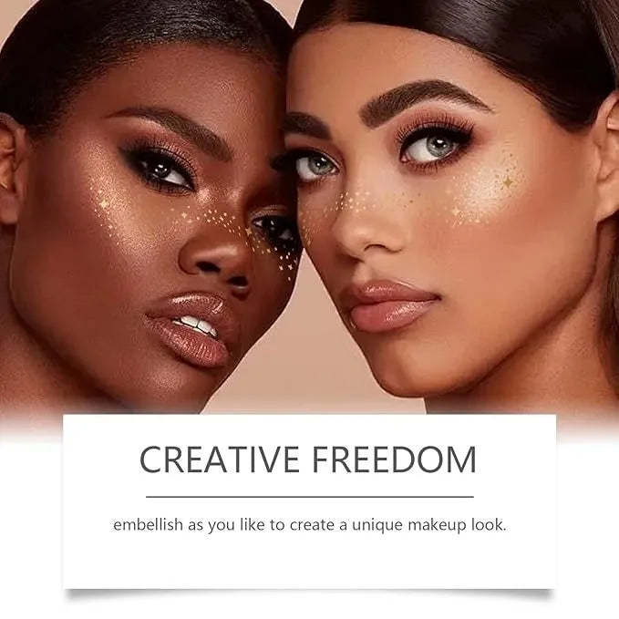 Makeup Patches, Face Makeup Patches, glitter freckles face tattoo, golden Fake Freckles, Waterproof Faux Freckles, Temporary Face Freckles For Women-6 Count