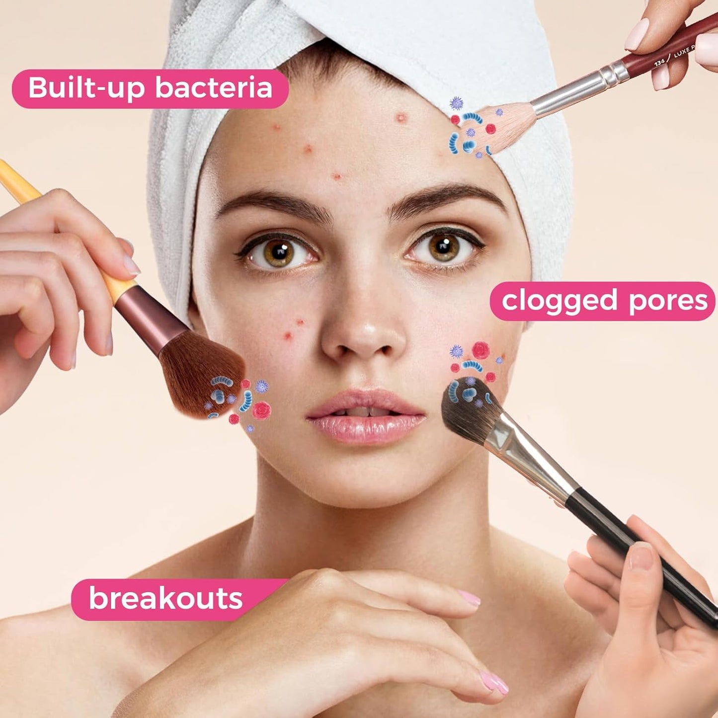 3 in 1 Makeup Brush Cleaner, Silicone Cleansing Pad, Clear Cover Brush Holder and Storage Box, Quick Dry Storage, for Removing Makeup Brushes, Sponges, Puffs Residue