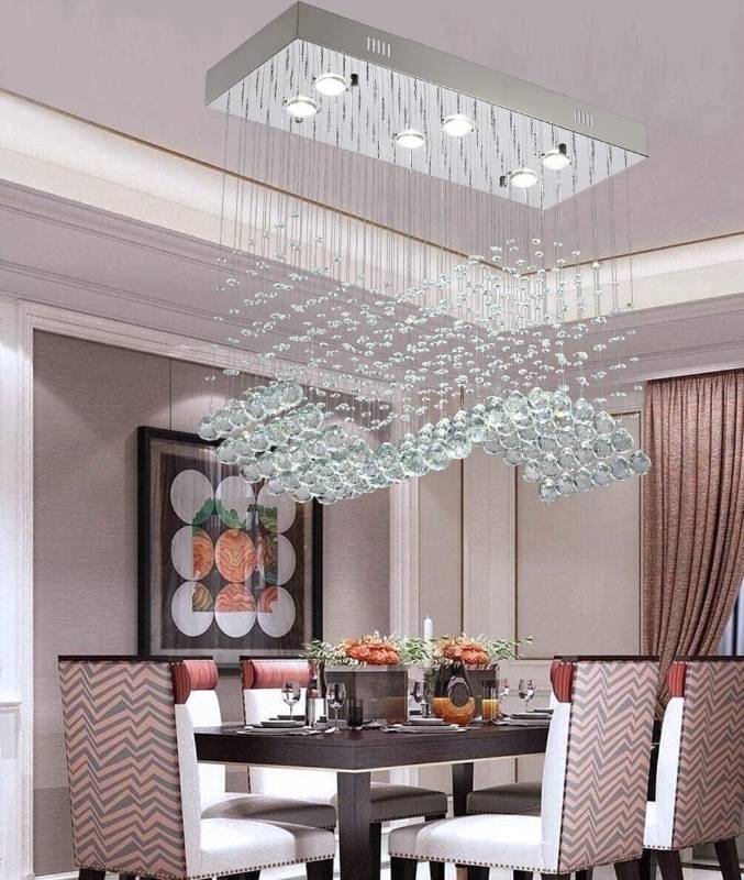Modern K9 Crystal Raindrop Chandelier, Flush Mount Kitchen Island Dining Room