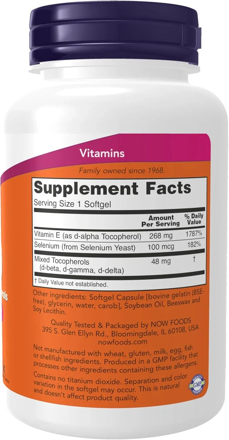 NOW Supplements, Vitamin E-400 IU, Mixed Tocopherols, Antioxidant Protection*, 100 Softgels