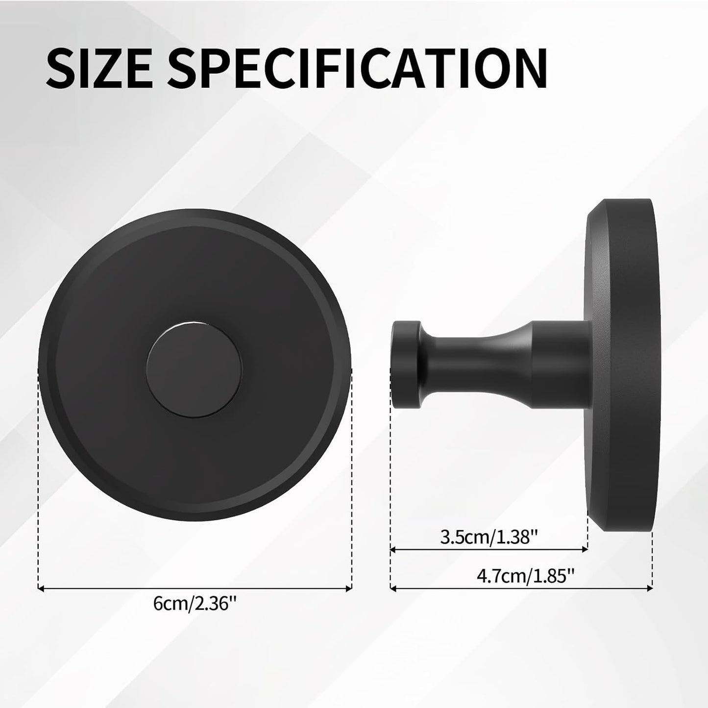 2 Pack Suction Cup Hooks for Shower, Towel Hooks for Bathrooms, Suction Hooks for Windows, Glass, Mirror, Tile, No Drill Shower Hooks for Hanging Loofah, Robe, Matte Black,