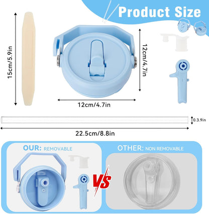 40 oz Flip Straw Leak Proof Lid with Handle for 40 oz. Stanley Quencher H2.0 & Pro Tour, Replacement Lid, Spill-proof, & Reusable (blue)