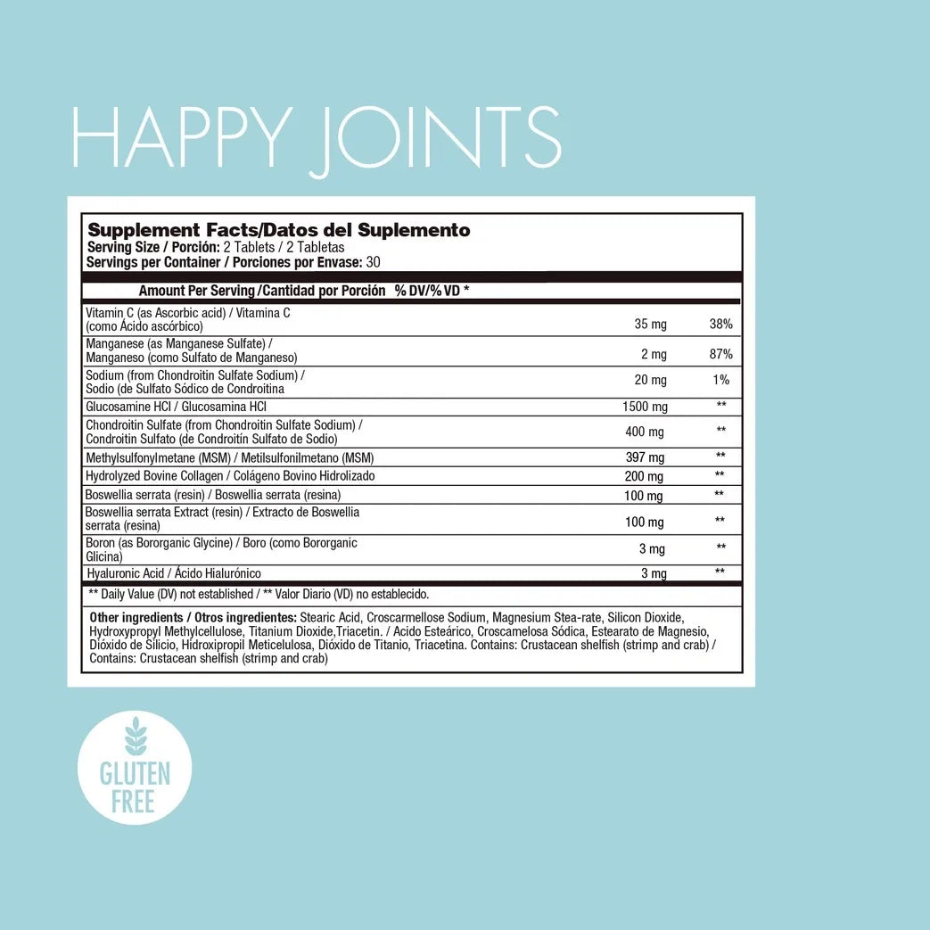 60 Count Happy Joints Natural Supplement for Joint and Bone Health Support