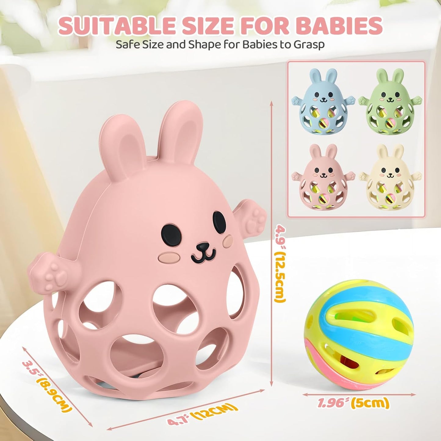 New Infant Silicone Baby Teether Toy Sensory Toy from 0 Months Prevents Finger Sucking (Rose Pink)