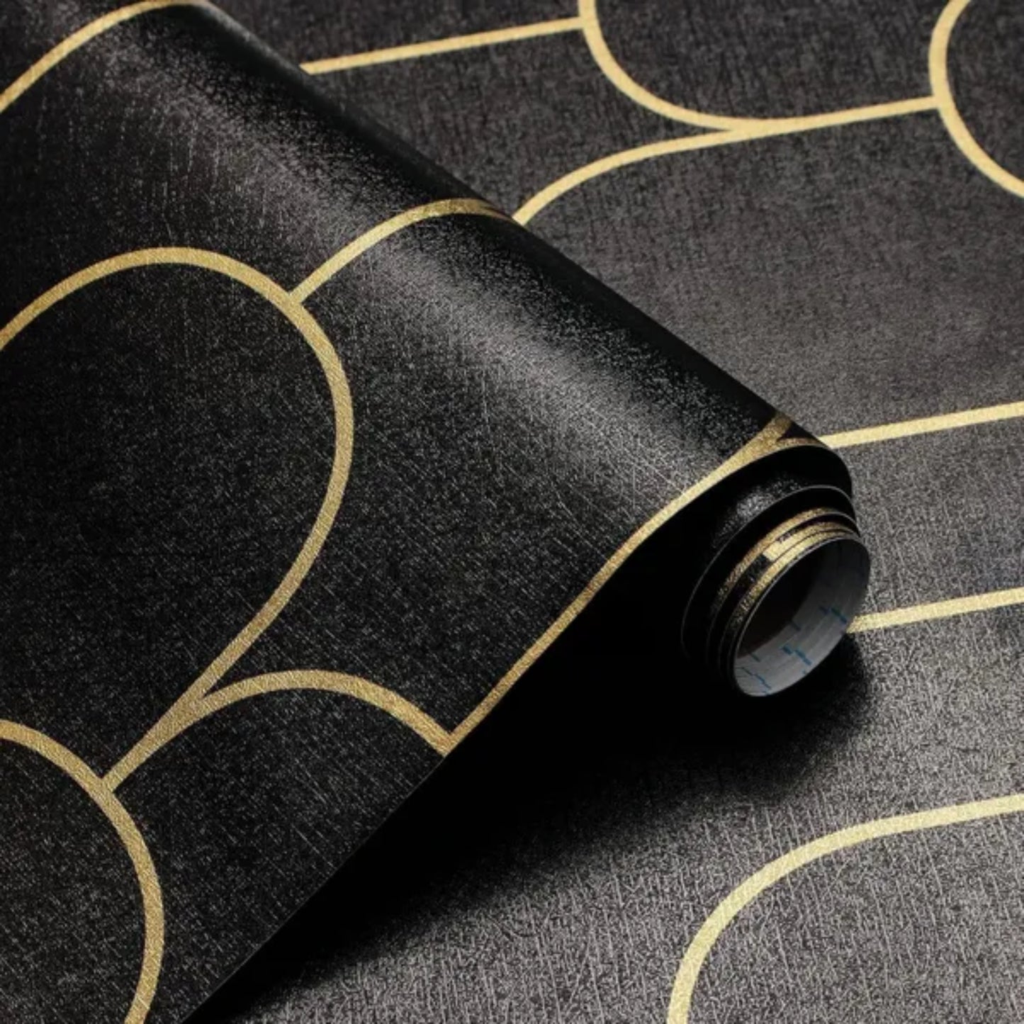 Peel and Stick Wallpaper Modern Black and Gold Geometric Stripe Removable Contact Paper Wall Vinyl 17.3"X118.7"